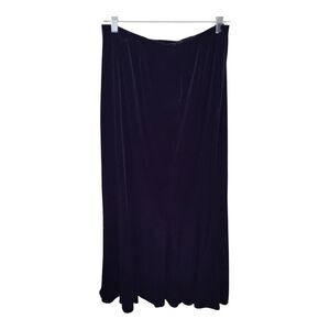 Vintage Black Velvet Velour Midi Skirt Size Large Made In The USA